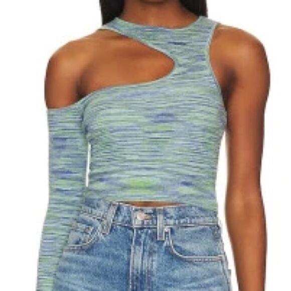 Camila Coelho Aideen cut out knit top in blue space dye size small - Picture 1 of 7